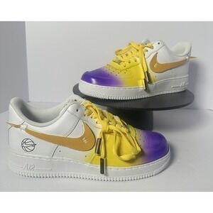Air Force 1 Shoes Custom Made "LA Laker" Mens Size 8.5 Unworn 2019 Yellow Purple
